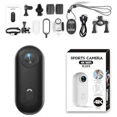 MUNDO MAGIA - Cámara Deportiva 4k Wifi Gran Angular 120 Sumergible Negro