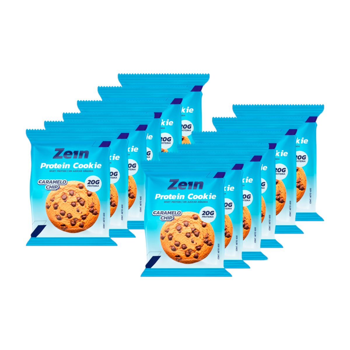 ZEIN - PACK X12 GALLETON PROTEIN COOKIE 20GR PROTEINA CARAMELO CHIP - ZEIN