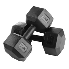 DETODOYMAS - Par Mancuernas Hexagonales Caucho 10 Kg Boost Fitness