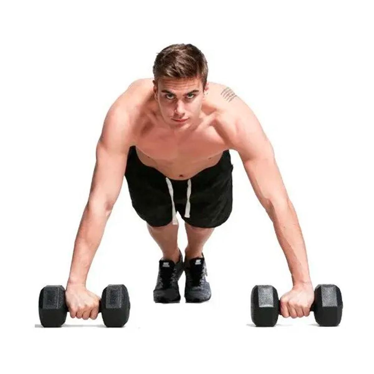 DETODOYMAS - Par Mancuernas Hexagonales Caucho 10 Kg Boost Fitness