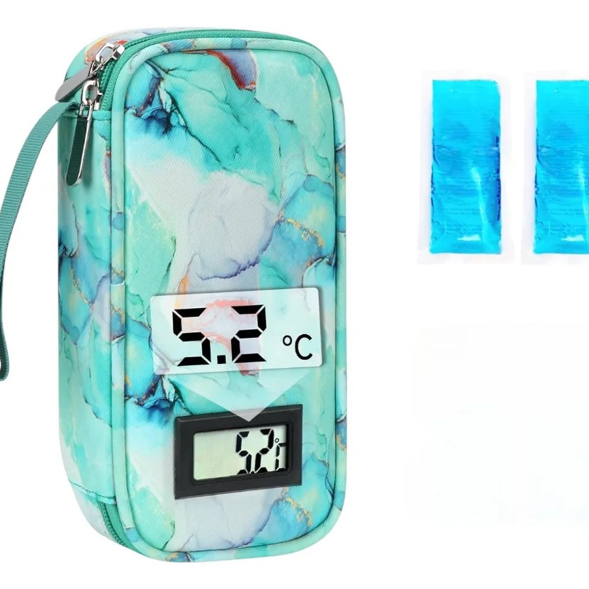 ONEDER - Bolso Estuche De Viaje Cooler Porta Insulina Diabéticos Oneder Mármol Verde
