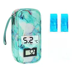 ONEDER - Bolso Estuche De Viaje Cooler Porta Insulina Diabéticos Mármol Verde