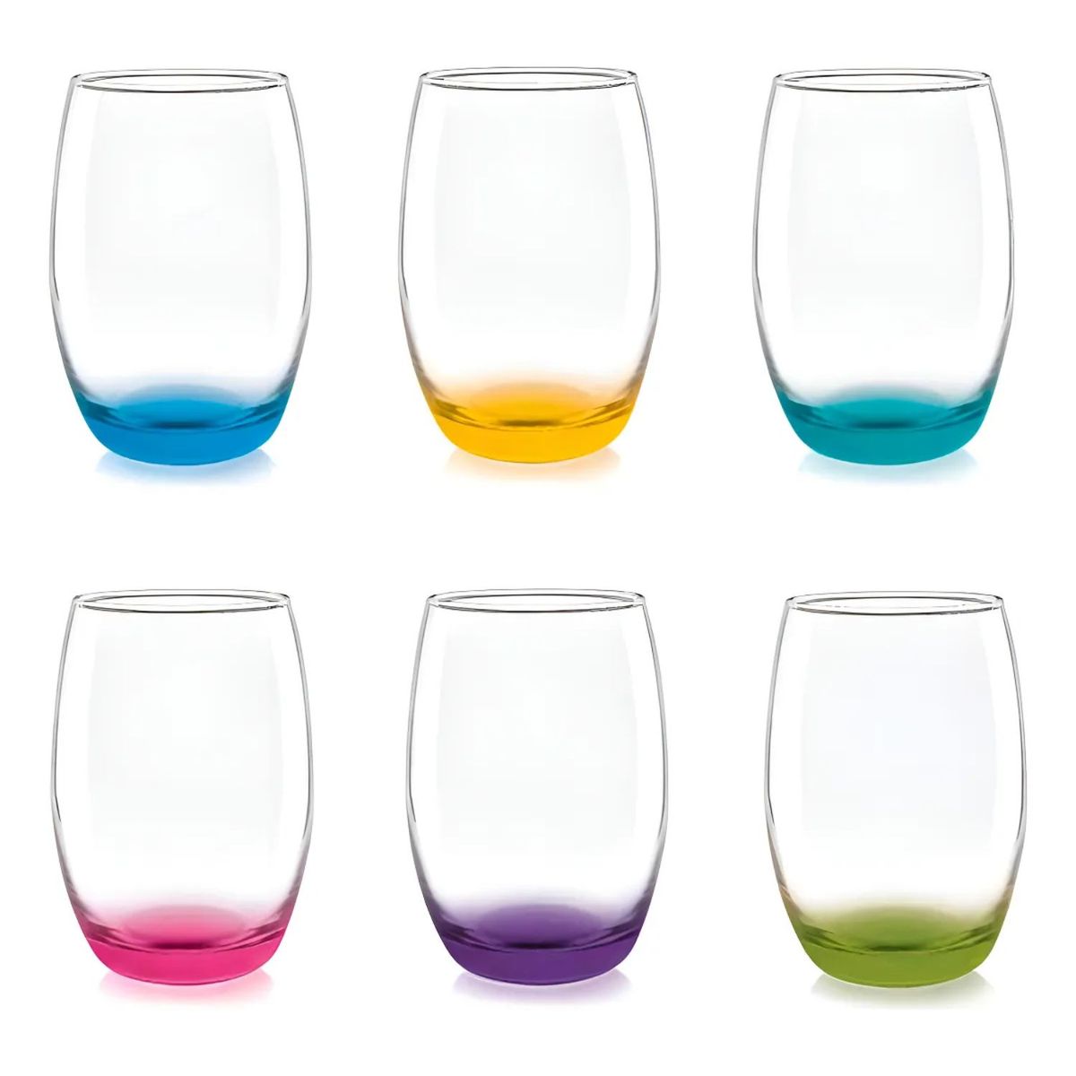 CRISTAR - Set De 6 Vasos Altos Mikonos Fondo Color 460mL Cristar