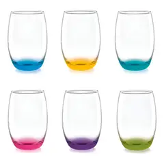 CRISTAR - Set De 6 Vasos Altos Mikonos Fondo Color 460mL