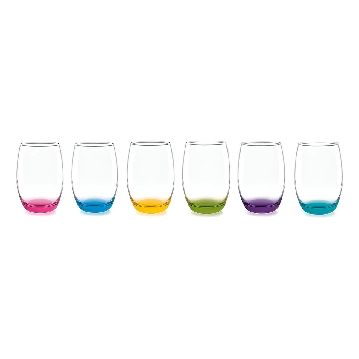 CRISTAR - Set De 6 Vasos Altos Mikonos Fondo Color 460mL Cristar