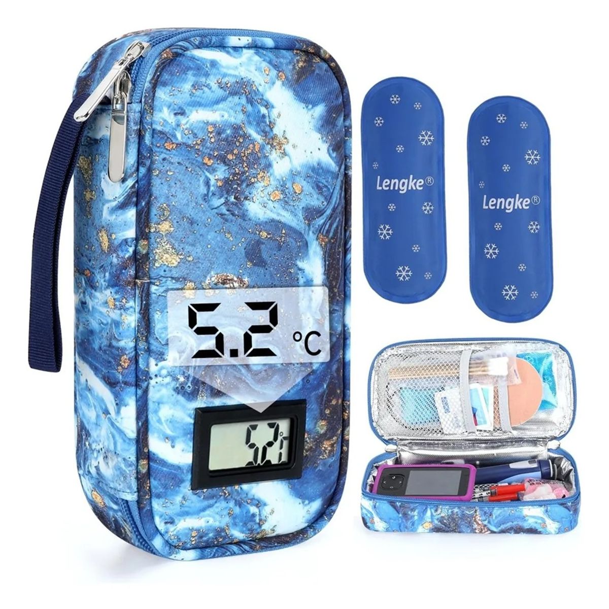 GENERICO - Estuche De Viaje Cooler Bolso Porta Insulina Diabéticos AzulDorado