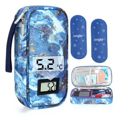 GENERICO - Estuche De Viaje Cooler Bolso Porta Insulina Diabéticos AzulDorado
