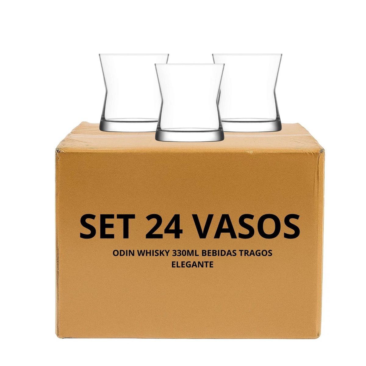 GENERICO - Set 24 Vasos Derin Whisky 300mL Bebidas Tragos Elegante