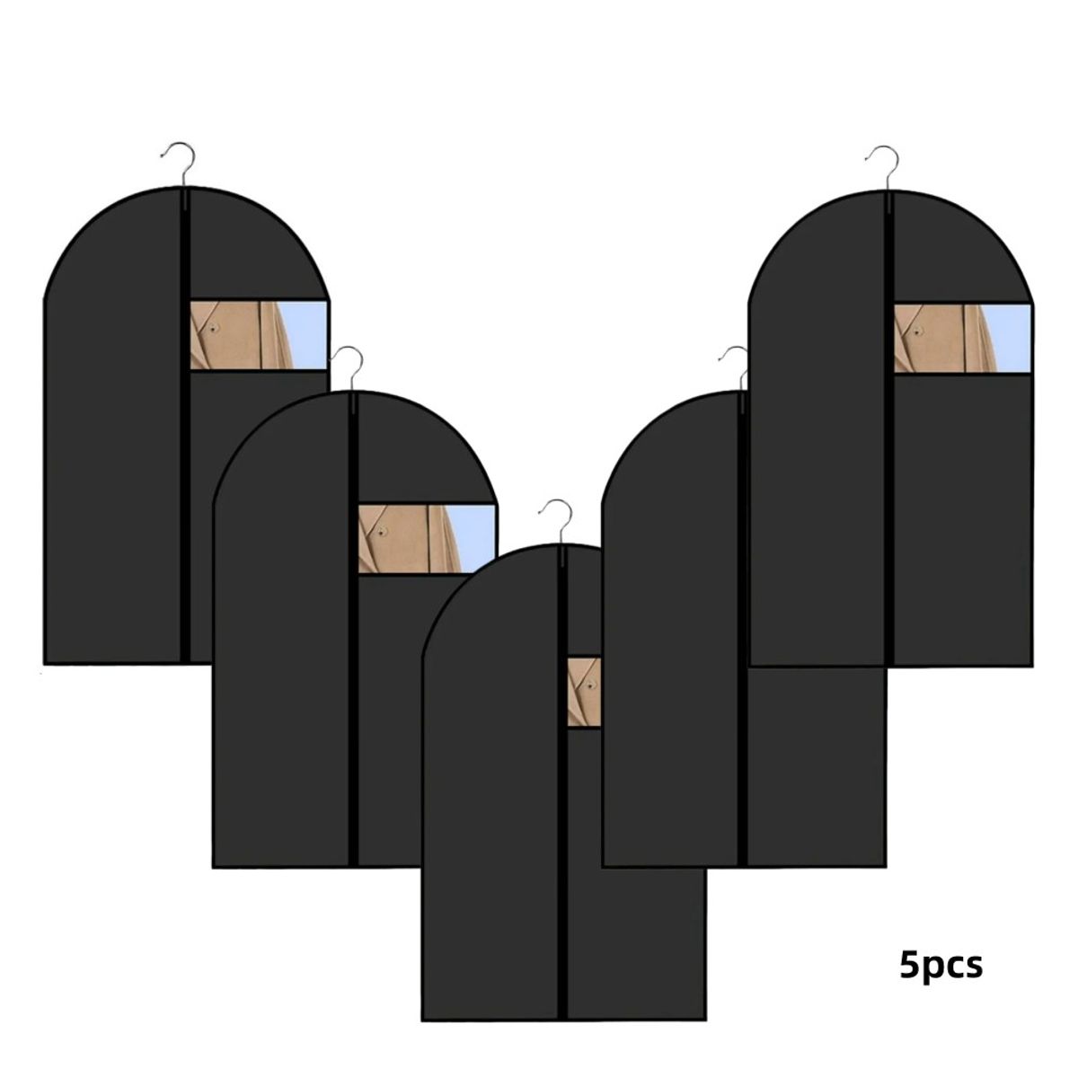 MUNDO MAGIA - Pack 5 Funda Cubre Vestido Traje Guarda Terno 100×60cm Negro