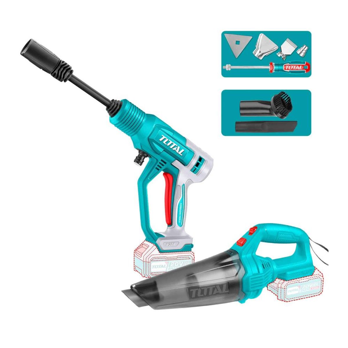 TOTAL TOOLS - COMBO TOTAL 20V LLAVE IMP+PIST CALOR+HIDR+ASP+2B+C