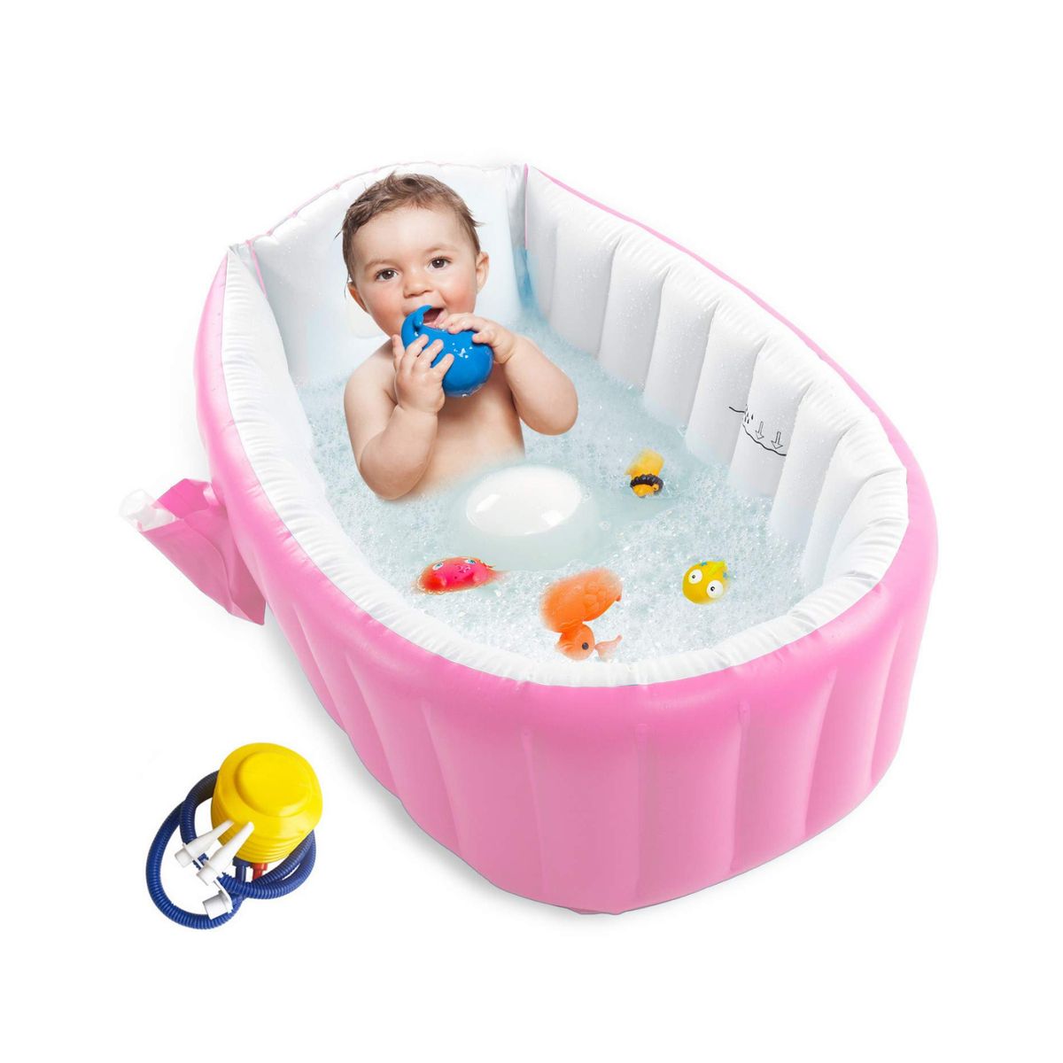 GENERICO - Bañera Inflable Plegable Portátil Para Bebés Con Bomba Aire Color Rosa