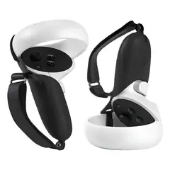 GENERICO - Cover Grips Para Mandos Oculus Quest 2 + Correa Ajustables Negro
