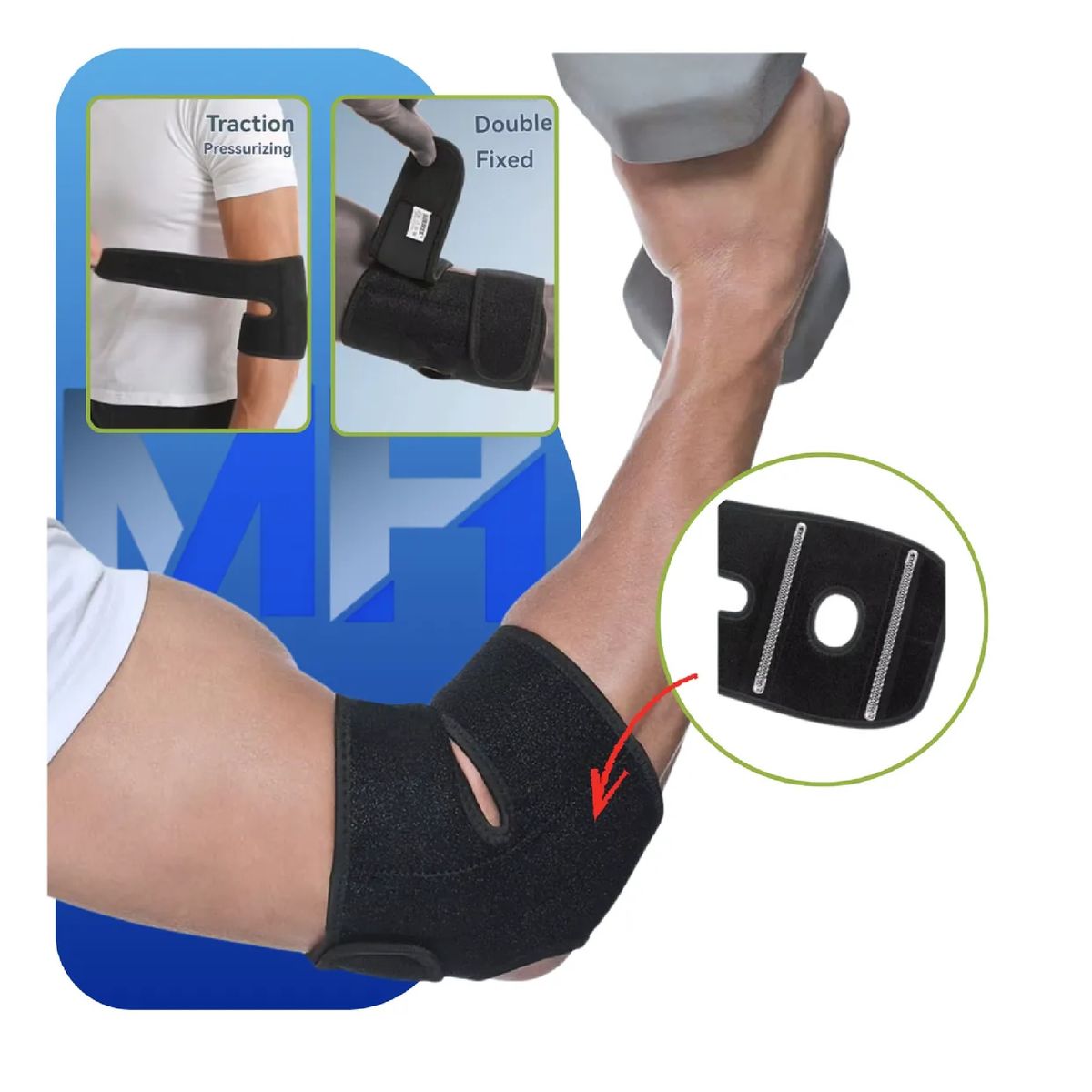 GENERICO - Codera Con Soporte De Resorte Ajustable Proteccion Muscular