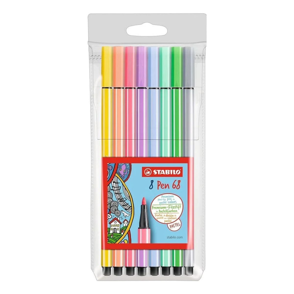 STABILO - Rotulador Stabilo Pen 68 Colores Pastel Estuche De 8 Unidades
