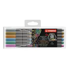 STABILO - Set 6 Marcadores Pen 68 Metálicos 14mm Tinta Agua