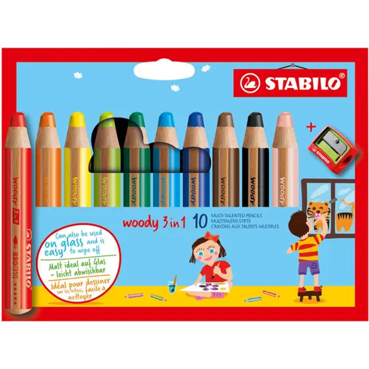 STABILO - Stabilo Woody 3 En 1 Con 10 Lapiz De Color Acuarela Y Cera