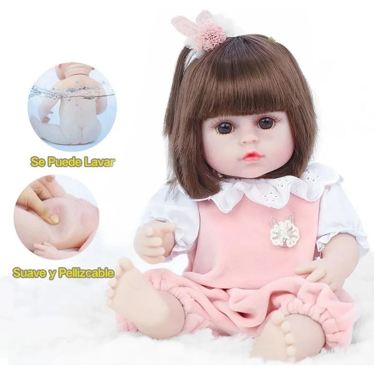 GENERICO - Muñeca Bebé 38 Cm De Silicona, Articulada Con Accesorios Gav