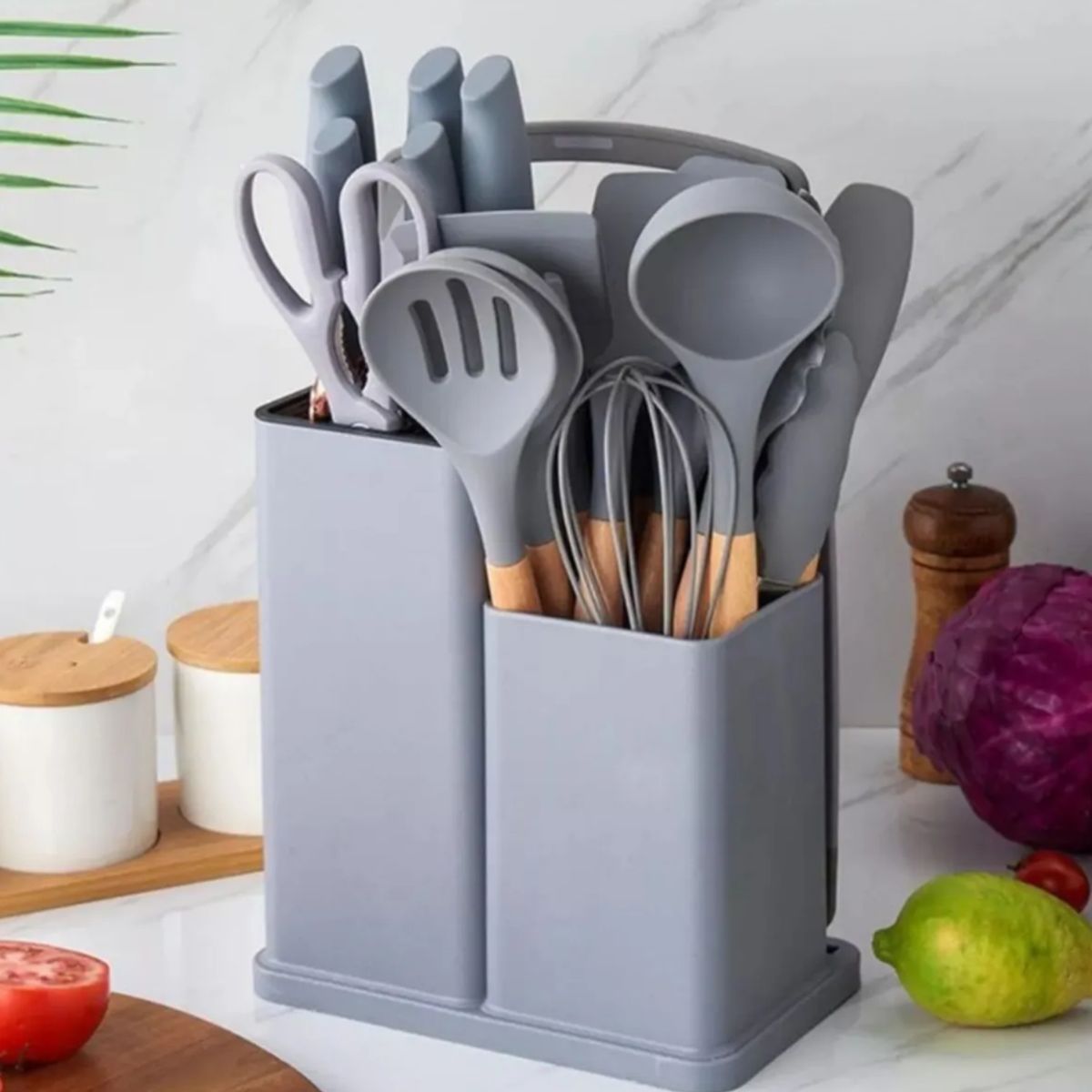 GENERICO - Set Utensilio De Cocina 19 Piezas Todo Incluido De Silicona color al azar