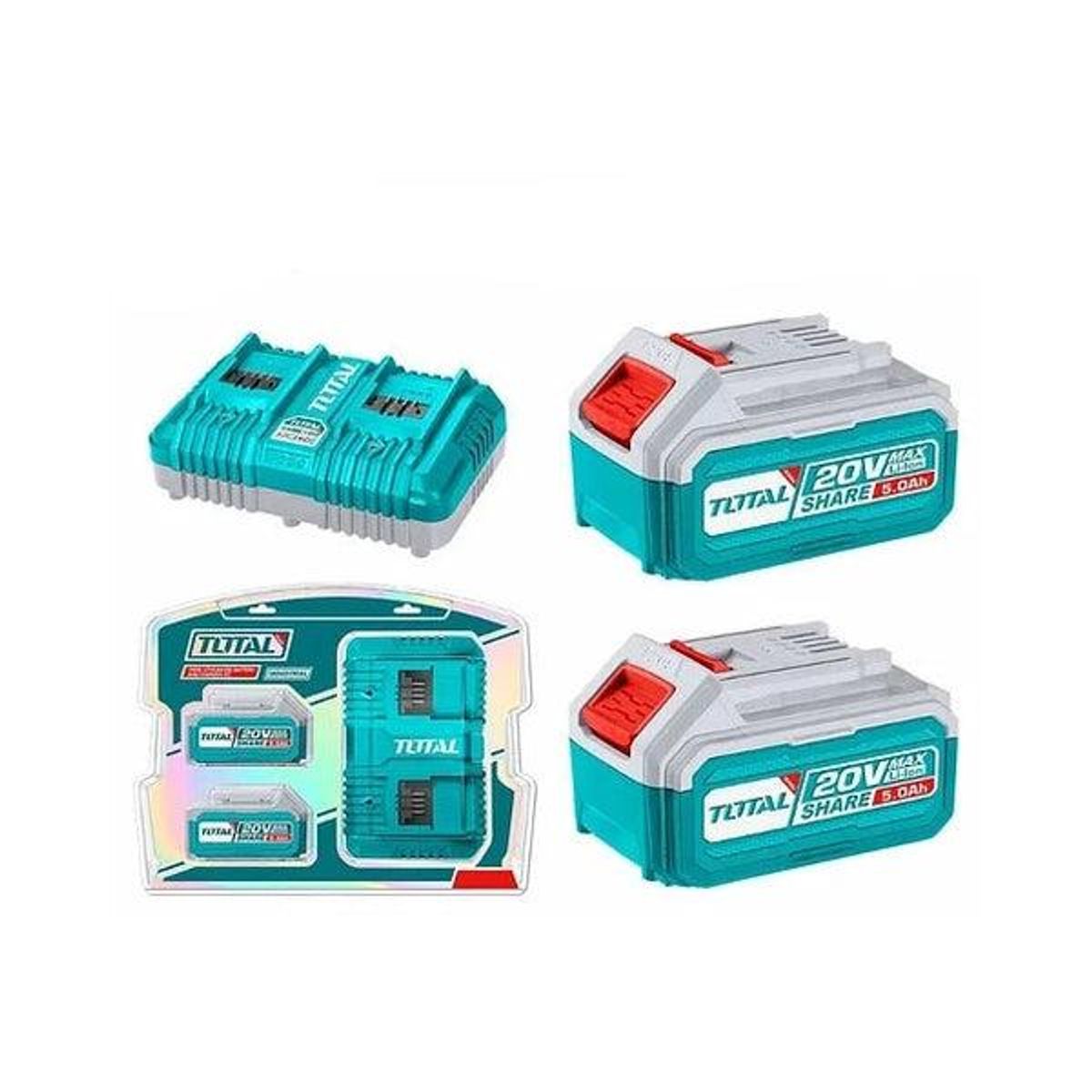 TOTAL TOOLS - KIT TOTAL 20V 2 BATERIAS 50AH+CARG TFBCPK2513