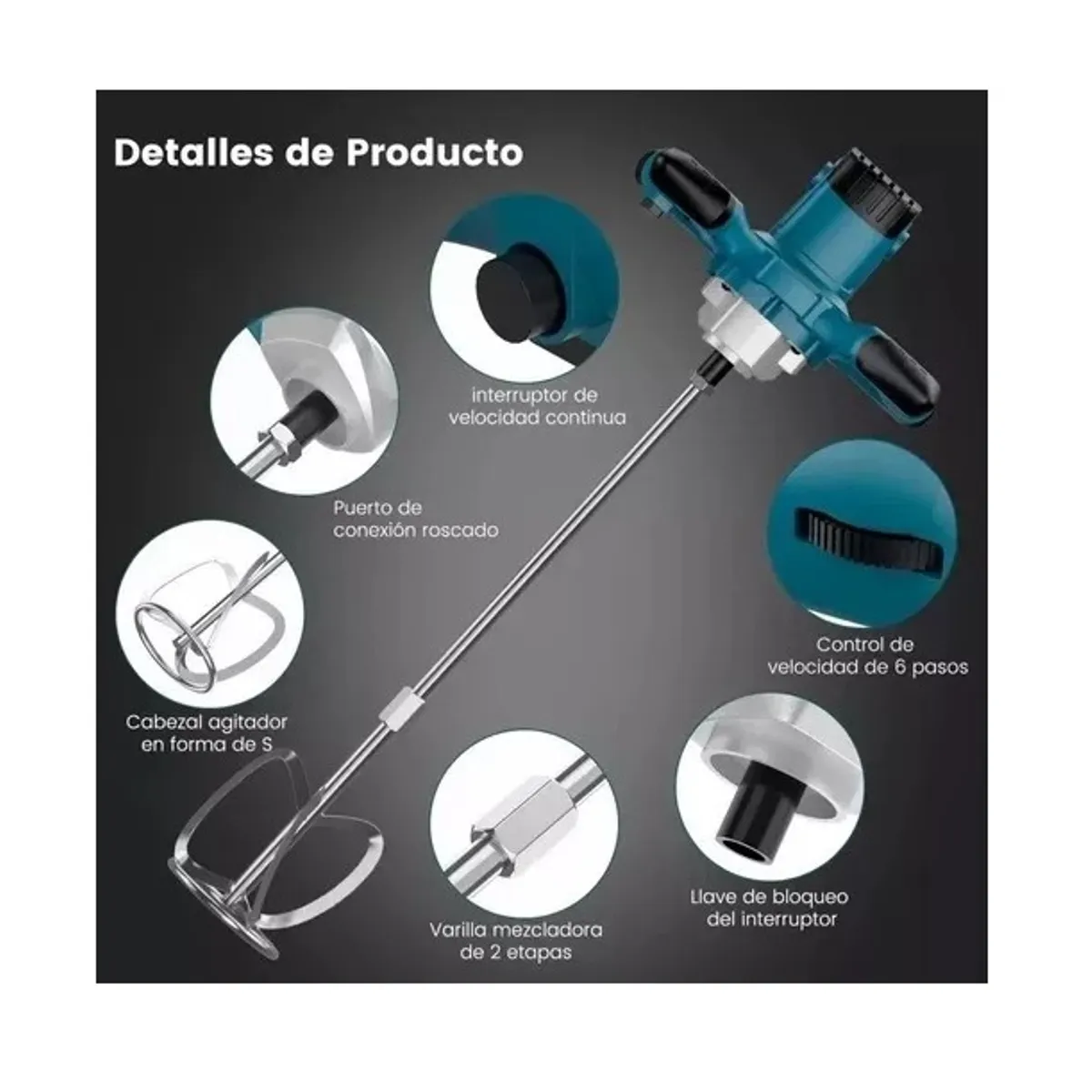 GENERICO - Mezclador De Cemento Pintura Eléctrico 2100W