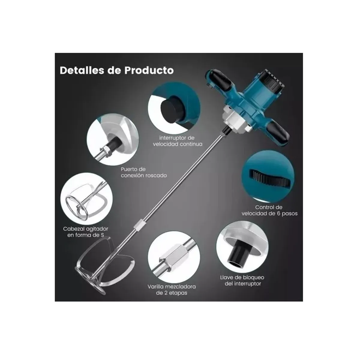 GENERICO - Mezclador De Cemento Pintura Eléctrico 2100W