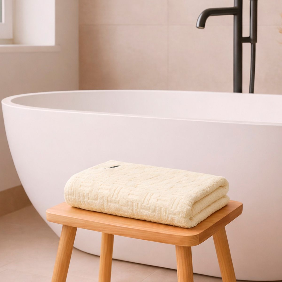 NAUTICA - Toalla de Baño Cuerpo SAVOY Nautica Home 76x137cm 100% algodón ultra suave crema