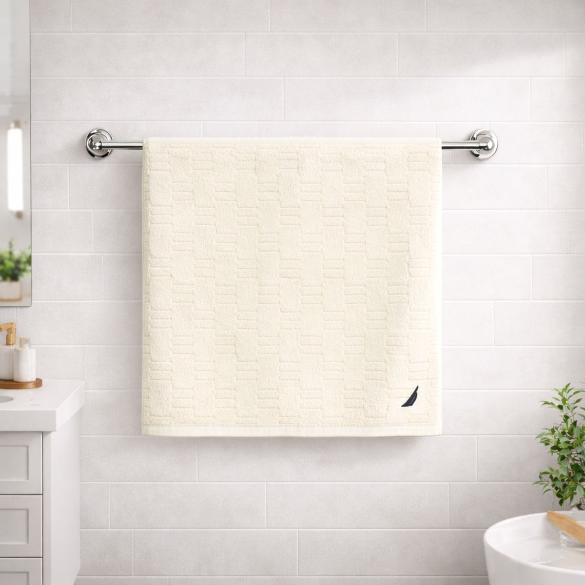 NAUTICA - Toalla de Baño Cuerpo SAVOY Nautica Home 76x137cm 100% algodón ultra suave crema