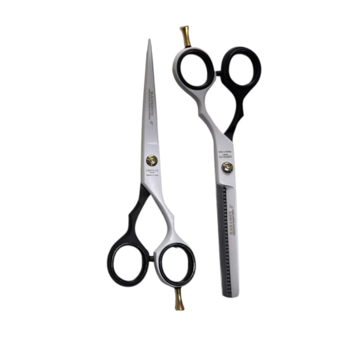 HENBOR - Set Tijera Henbor Microdentada Y Esculpidora Blanca & Negro 6