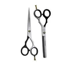 HENBOR - Set Tijera Microdentada Y Esculpidora Blanca & Negro 6