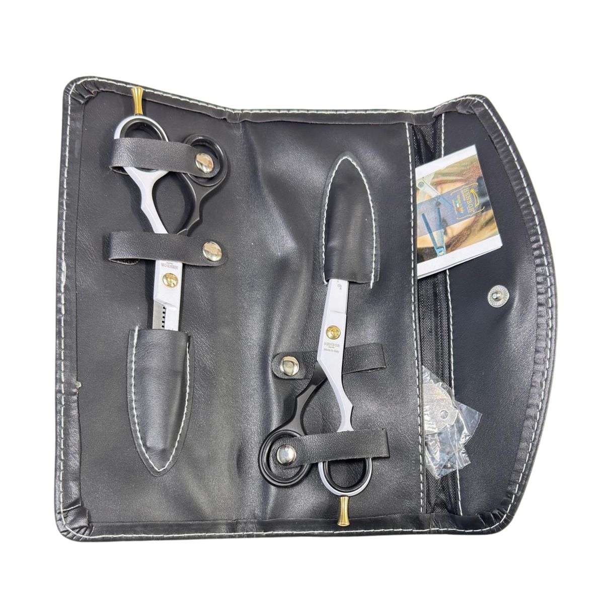 HENBOR - Set Tijera Henbor Microdentada Y Esculpidora Blanca & Negro 6