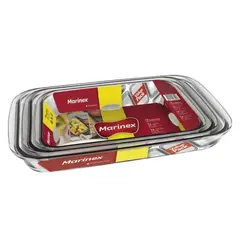 MARINEX - Set 3 Asaderas Rectangulares Marca Aptas Para Horno