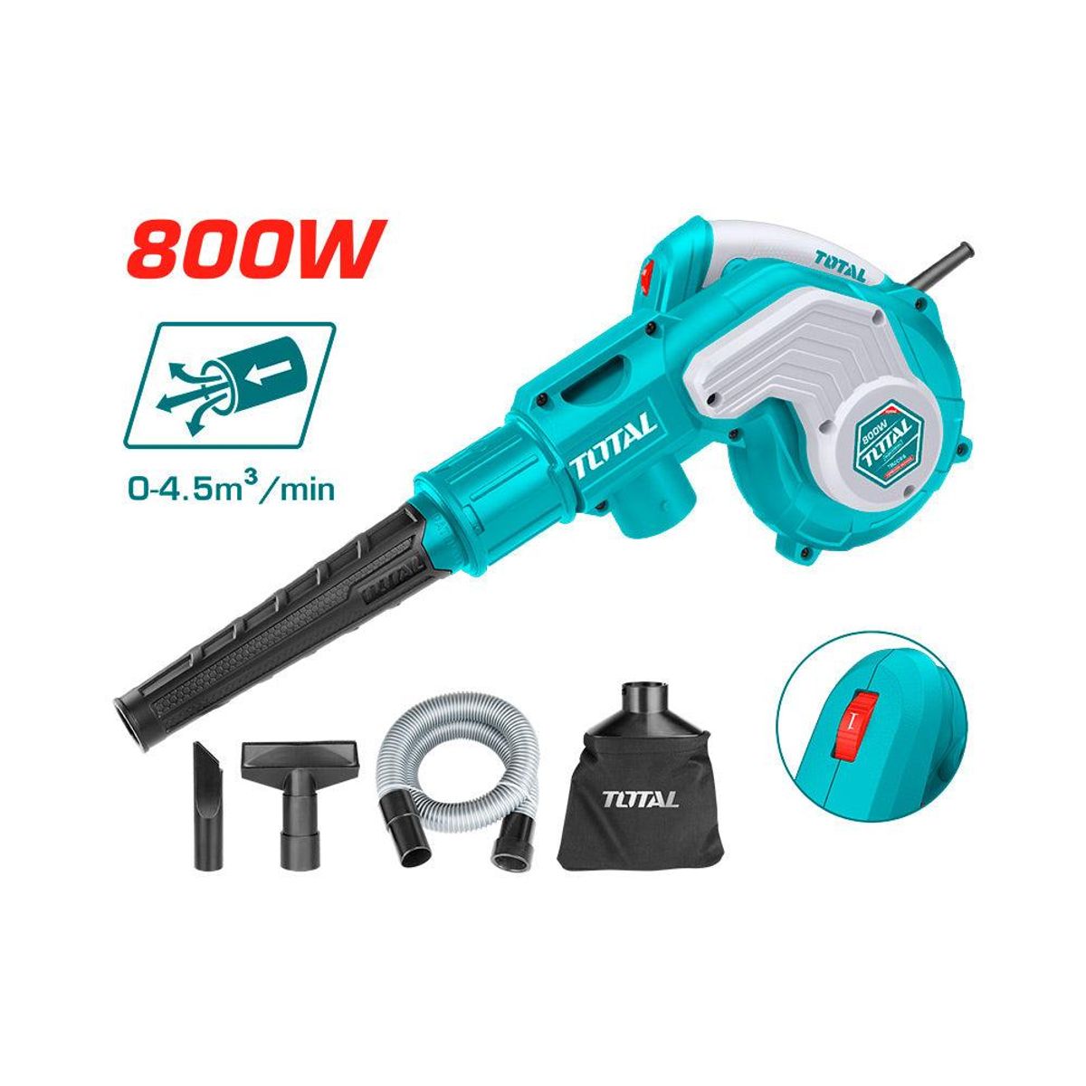 TOTAL TOOLS - SOPLADOR ASPIRADOR TOTAL 800W+ACC TB8036-7