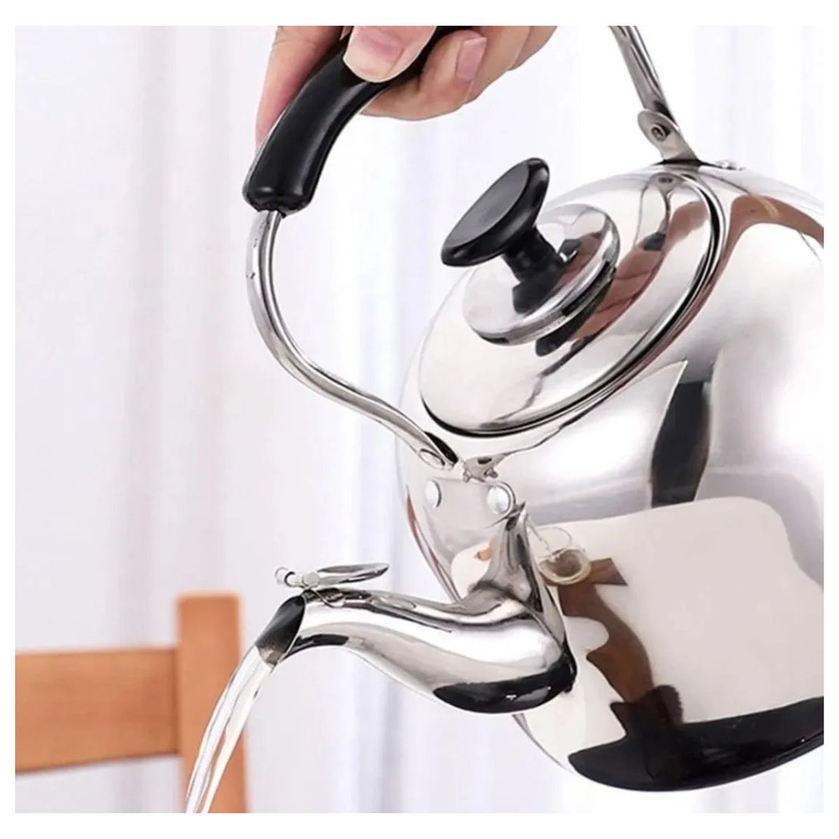 GENERICO - Tetera De Acero Inoxidable Cuello De Cisne De 5 Litros Color Plateado