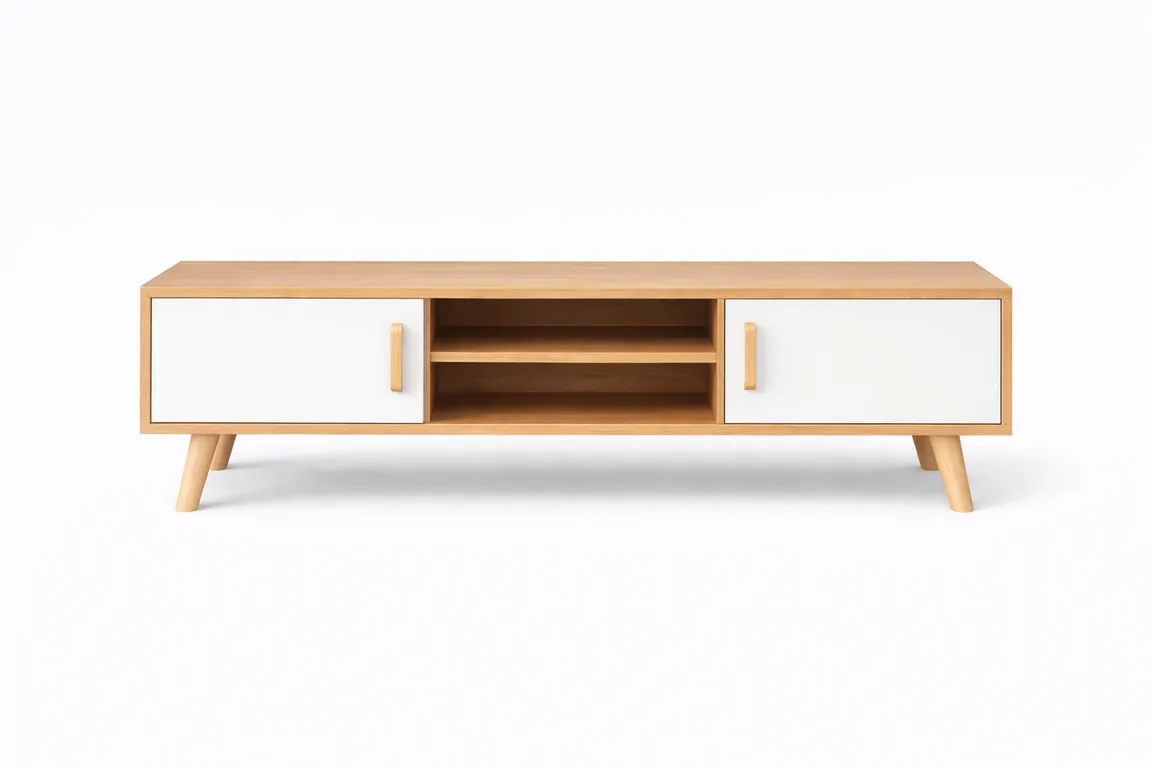 Rack TV Nordico Blanco Madera 120 cm para TV 50