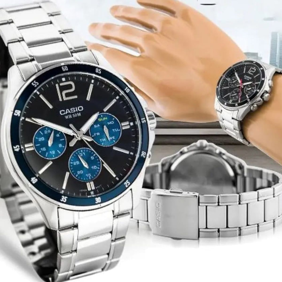 CASIO - RELOJ CASIO MTP1374D-2A HOMBRE ANALOGO METAL MULTICALENDARIO