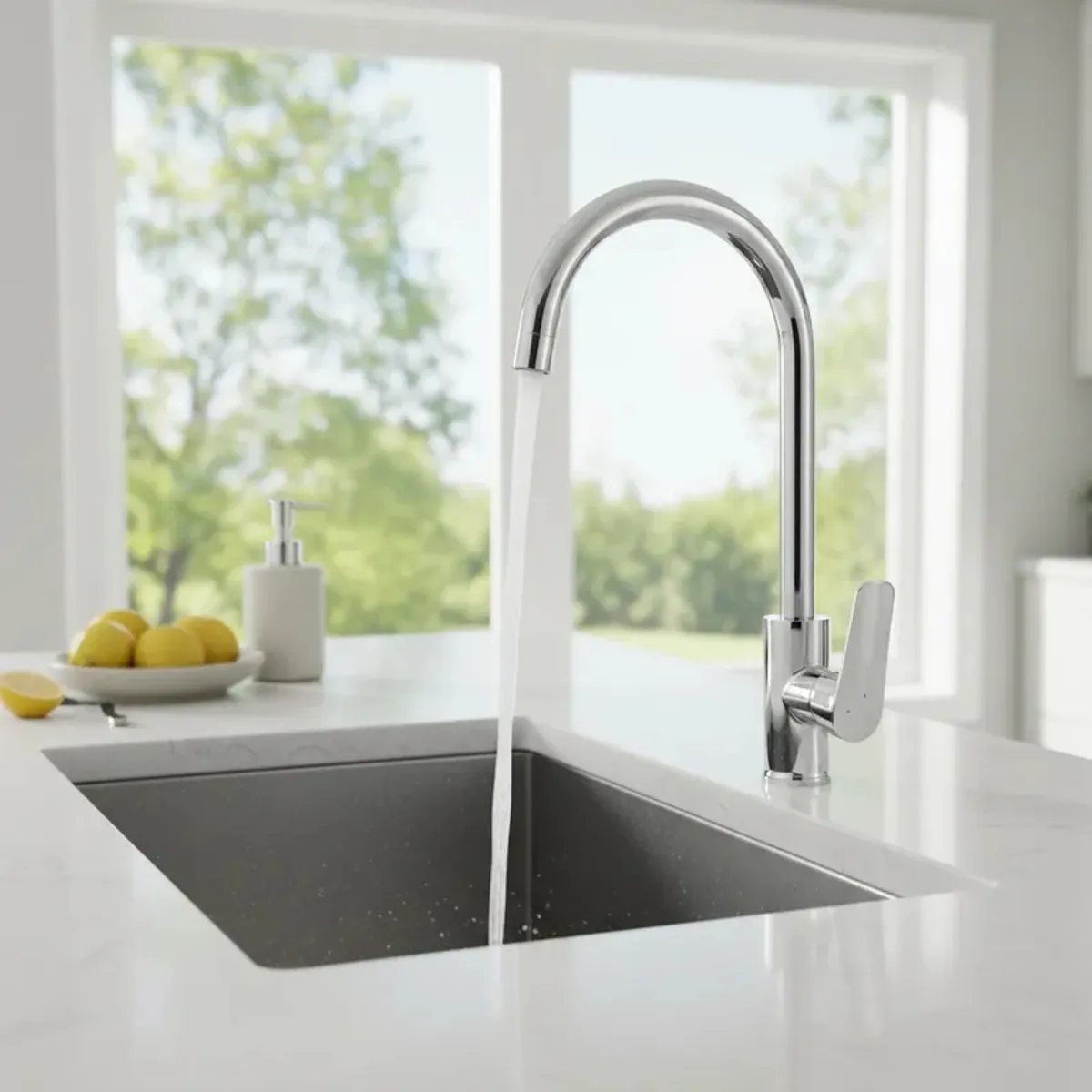 PMB - Monomando Para Llave Grifo Lavaplatos Vertical Modelo Nashville Marca Pmb Cromo Cromado