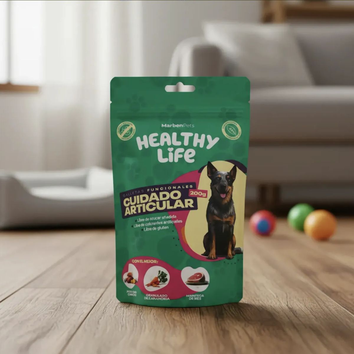 GENERICO - Snack Galletas Funcionales Para Perros 200g Naturales 100% - Verde claro