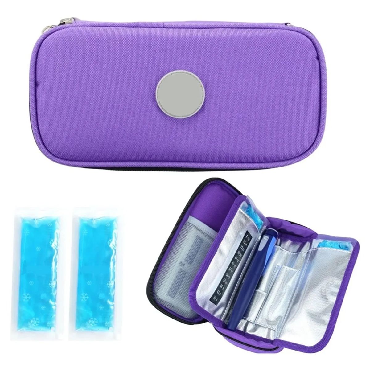 GENERICO - Estuche De Viaje Cooler Bolso Porta Insulina Diabéticos Tela Morado