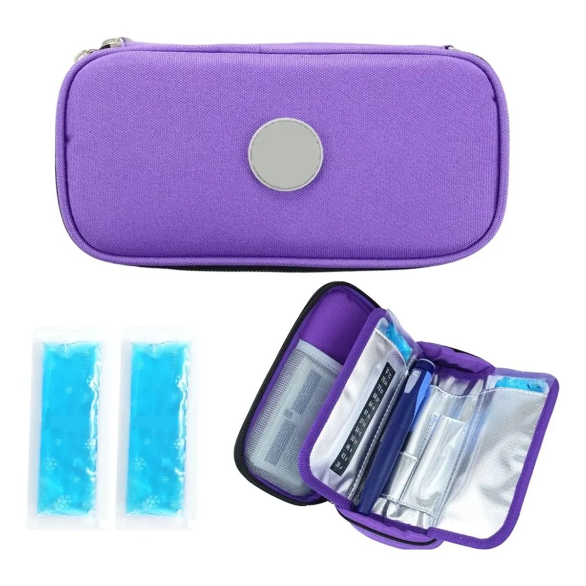 GENERICO - Estuche De Viaje Cooler Bolso Porta Insulina Diabéticos Tela Morado