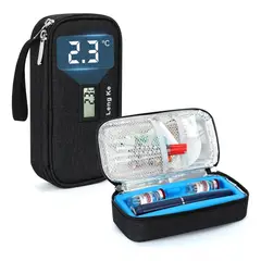 ONEDER - Bolso Estuche De Viaje Cooler Porta Insulina Diabéticos Tela Negro