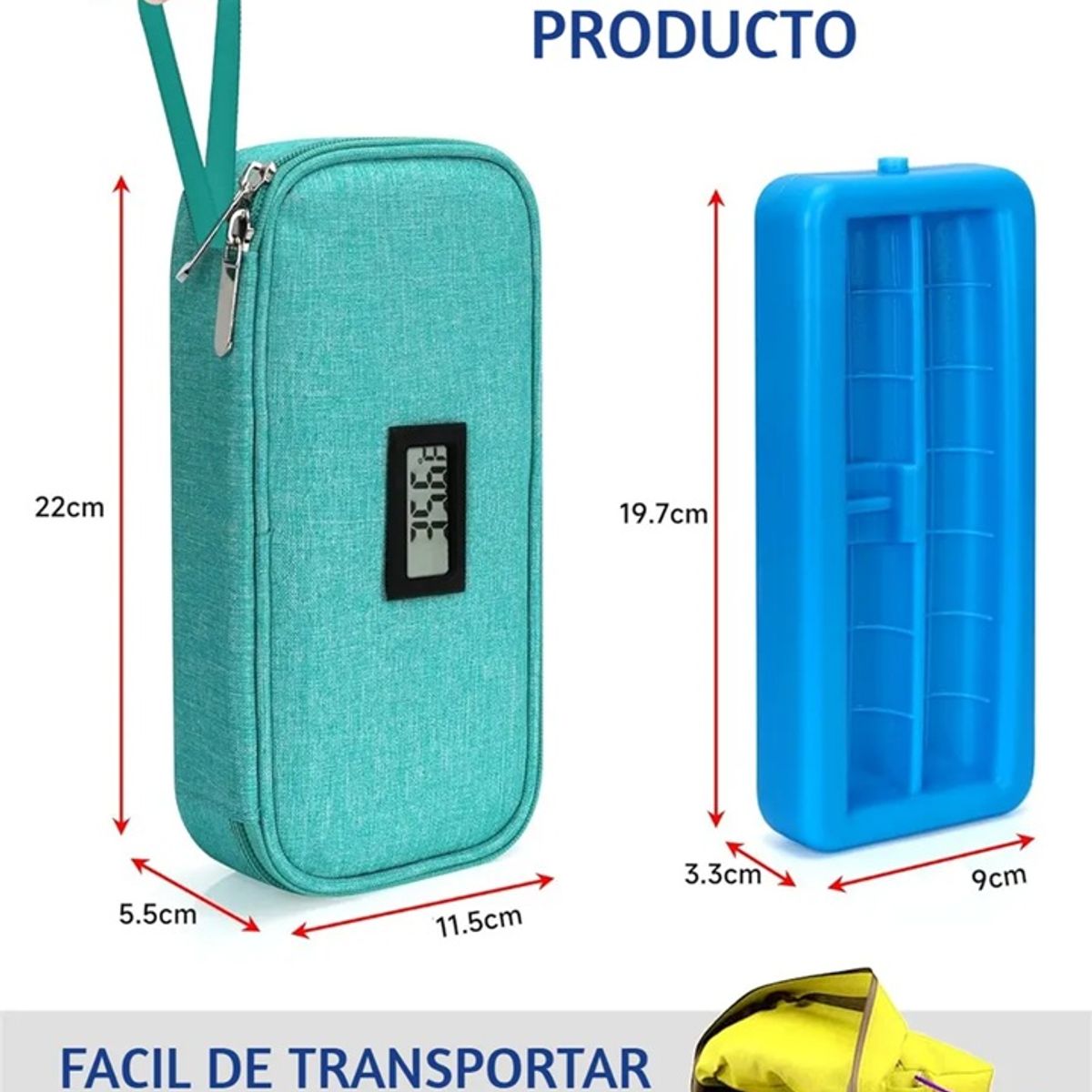ONEDER - Bolso Estuche De Viaje Cooler Porta Insulina Diabéticos Oneder Tela Verde