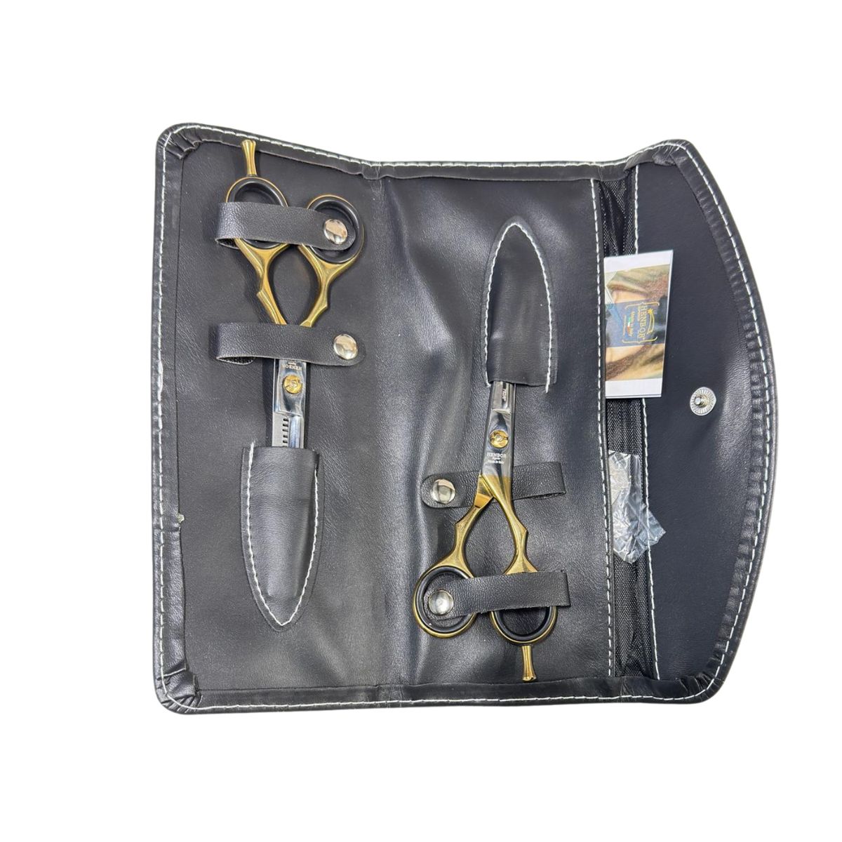 HENBOR - Set Tijera Henbor Italana Microdentada Y Esculpidora Dorado