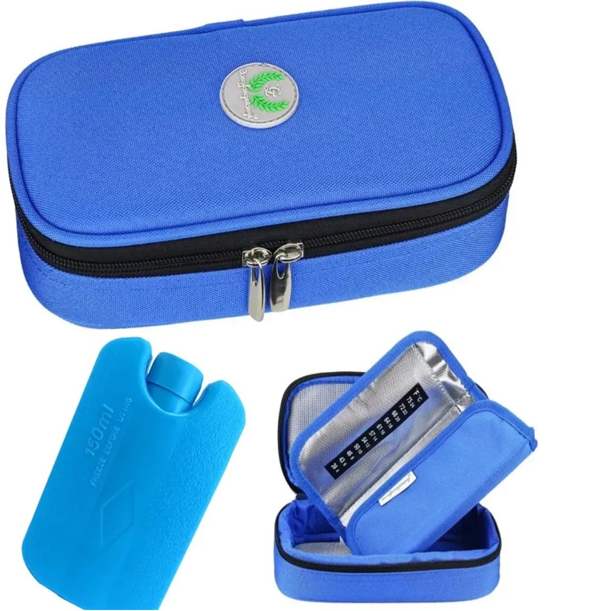 ONEDER - Bolso Estuche De Viaje Cooler Porta Insulina Diabéticos Oneder Tela Azul