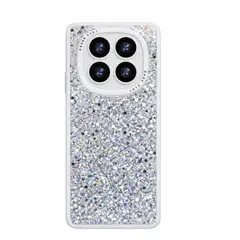 GENERICO - CARCASA PARA HONOR MAGIC 7 LITE GLITTER BRILLO BLANCO CON POP SOCKET