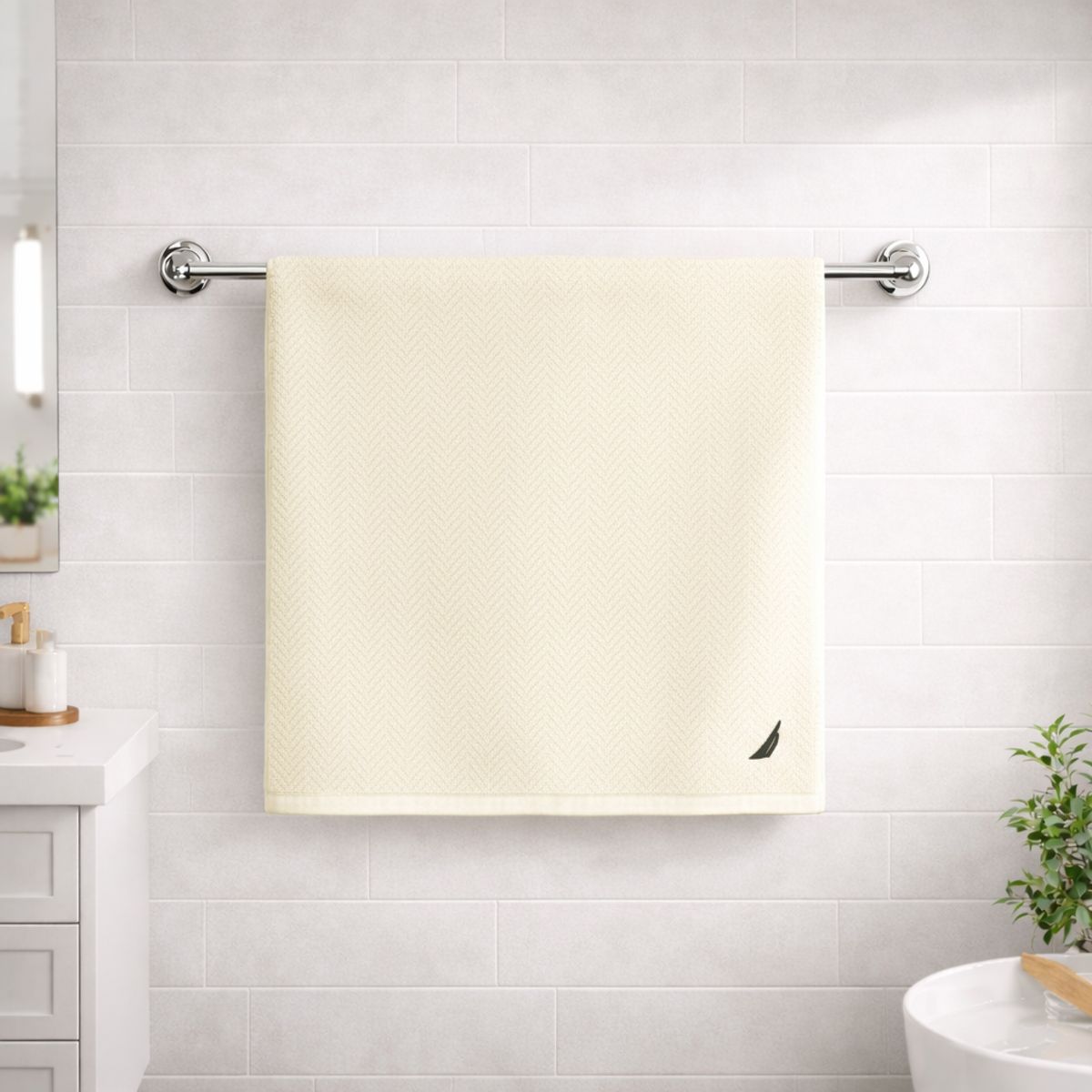 NAUTICA - Toalla de Baño Cuerpo VIS Nautica Home 100% algodón suave 76x137cm crema