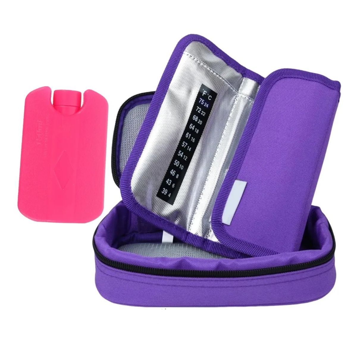 ONEDER - Bolso Estuche De Viaje Cooler Porta Insulina Diabéticos Oneder Tela Morado