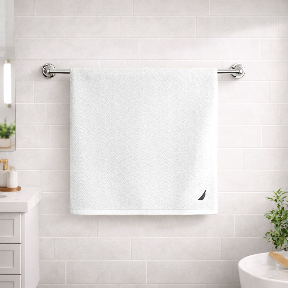 NAUTICA - Toalla de Baño Cuerpo VIS Nautica Home 100% algodón suave 76x137cm blanca