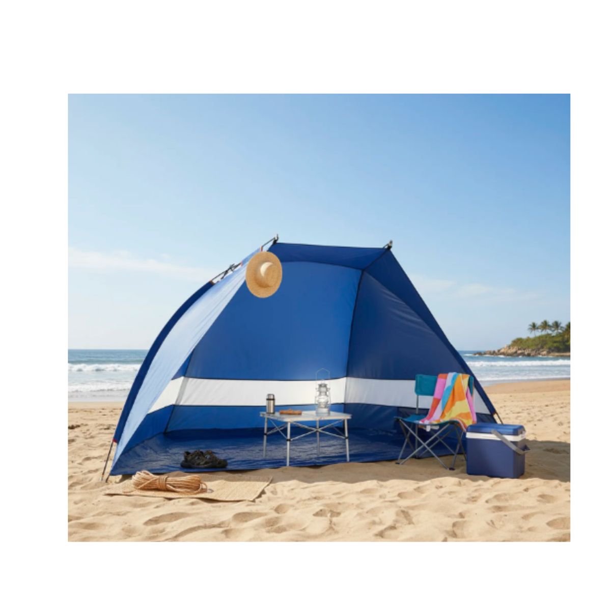 GENERICO - Media carpa Refugio Playa UV 50+ Para Viento Toldo Familiar Plegable Portátil  220x115x115cm