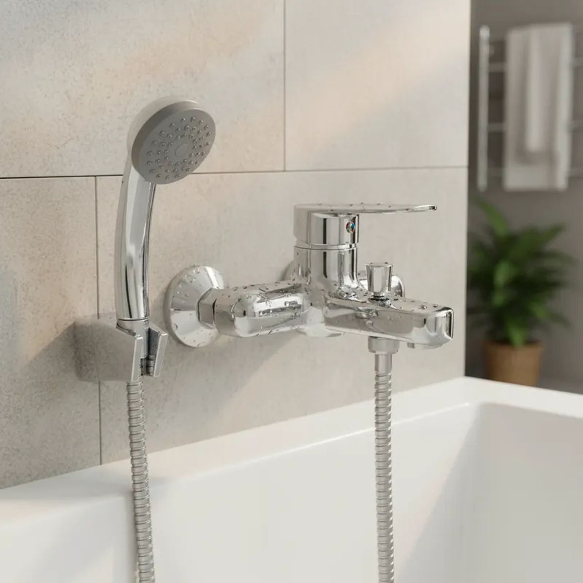 PMB - Monomando Llave Grifo Para Tina Ducha Modelo Nashville Marca Pmb Color Cromo Cromado