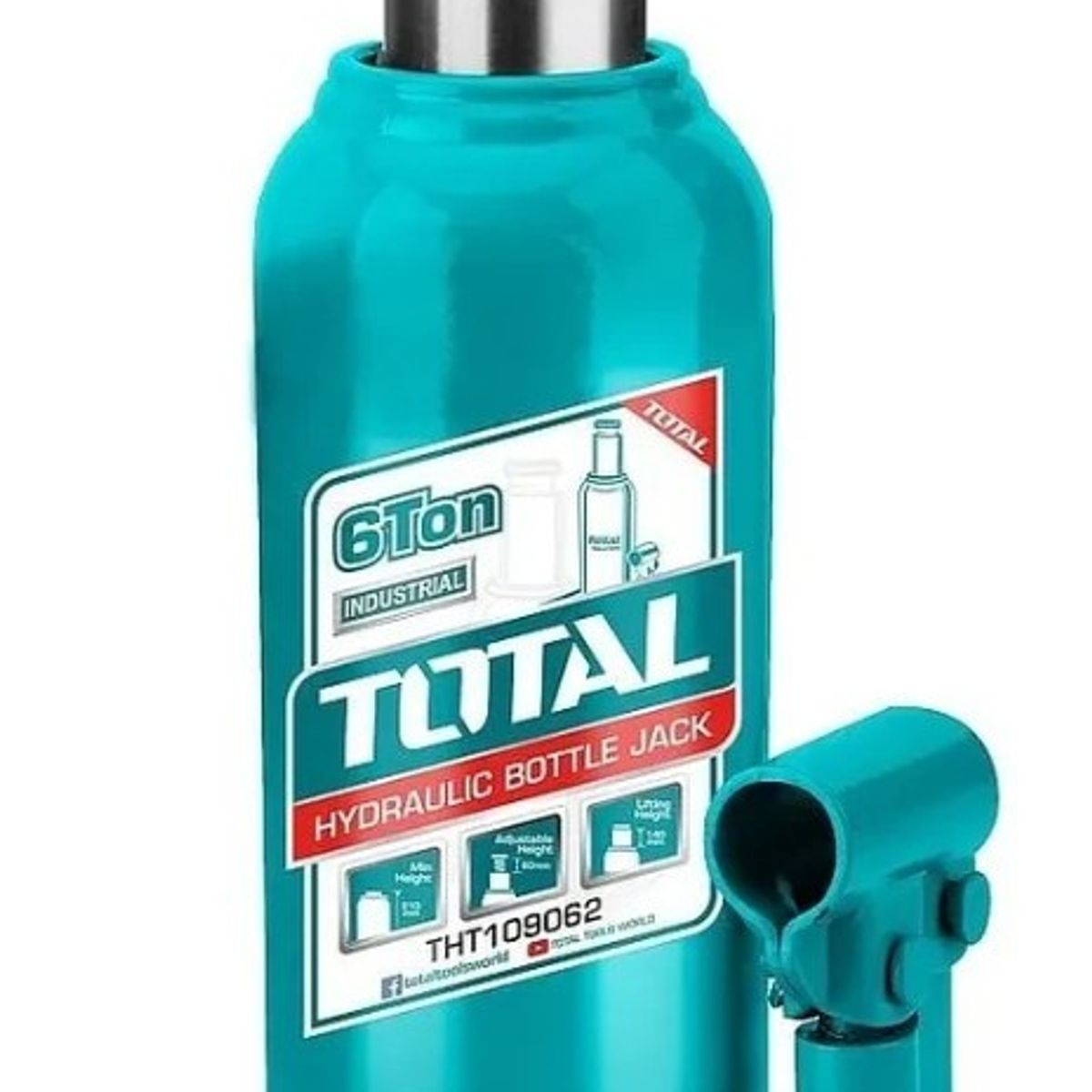 TOTAL TOOLS - Gato hidráulico tipo botella de 6 toneladas de la marca Total Tools.